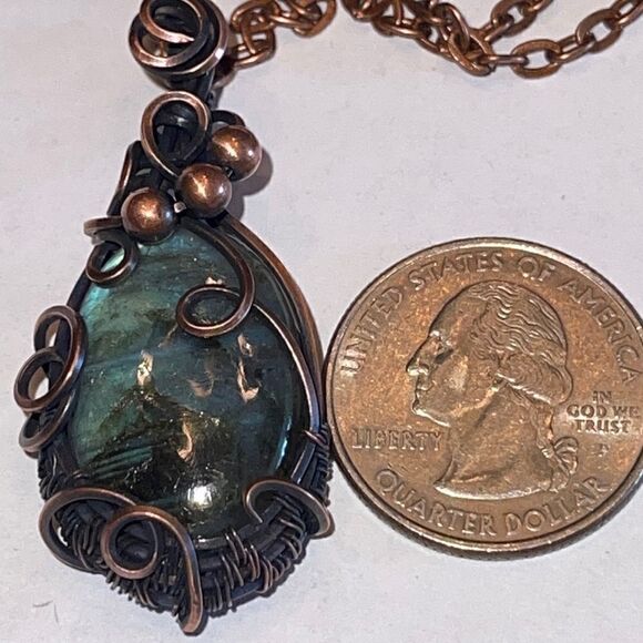 NWT DebbyTammy 18”necklace handmade Labradorite oval stone - Picture 6 of 12